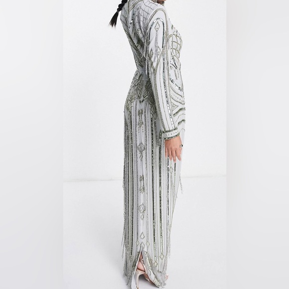 ASOS Stunning bodycon maxi dress with art nouveau embellishment in a size 4 - Picture 7 of 10